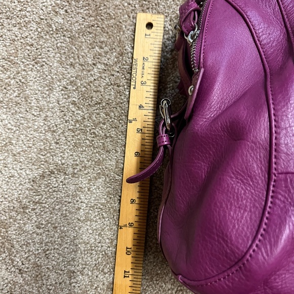 Audrey Brooke Large Leather Fuchsia 3 compartment Satchel- NWT - Picture 3 of 14
